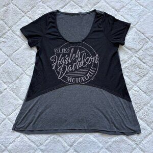 Harley Davidson | Black & Gray Circle Script Inside Passage Top | Size Medium